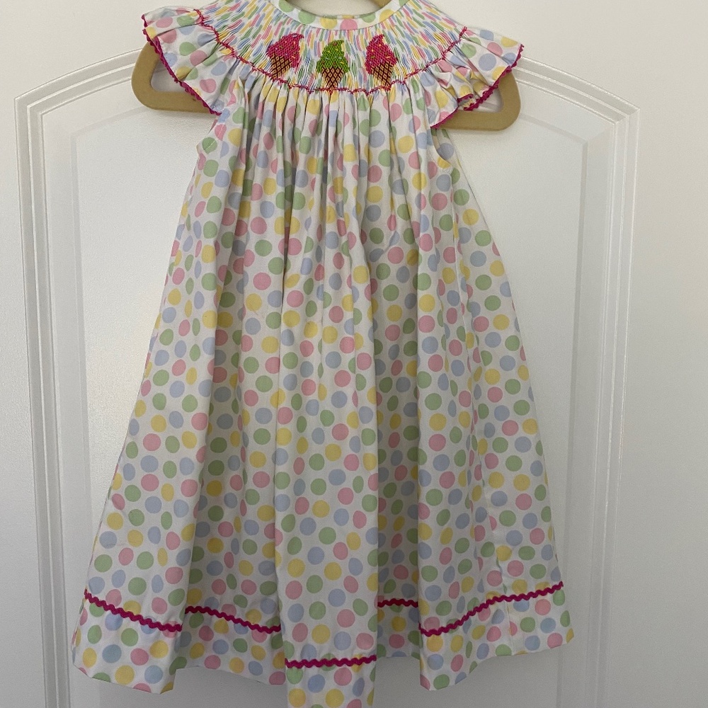 Smocked Silly Goose Ice Cream dress 18 months